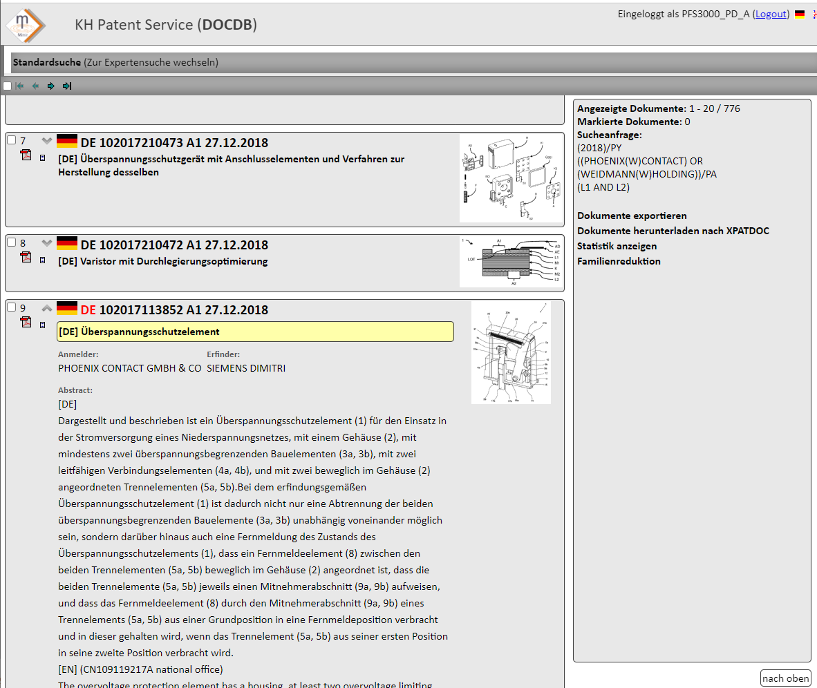 XPAT Selection Data Interface Screenshot