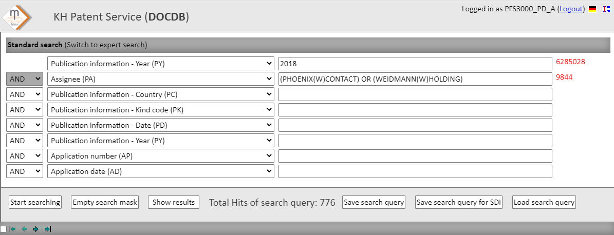 XPAT Selection Data Interface Screenshot