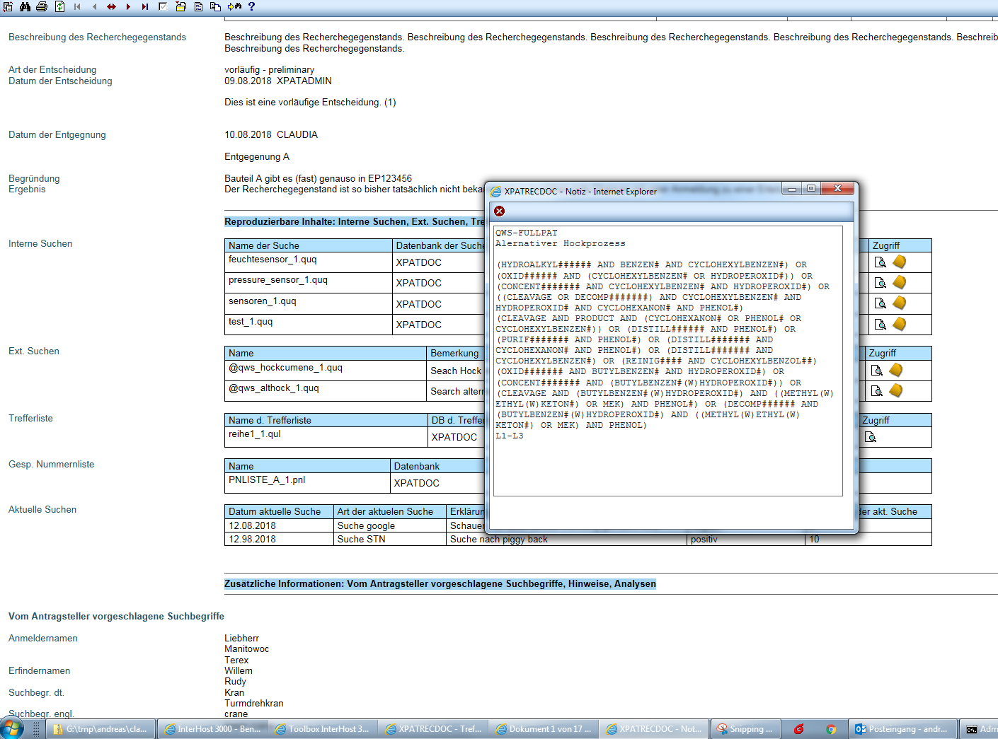 XPAT<sup>®</sup> RecDoc Screenshot Docmentation XPAT<sup>®</sup> RecDoc Screenshot Documentation