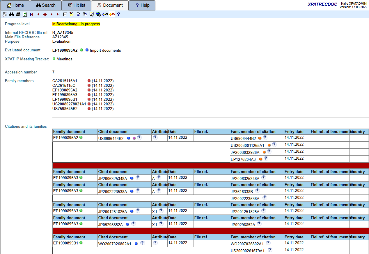 Screenshot XPAT<sup>®</sup> RecDoc document evaluation