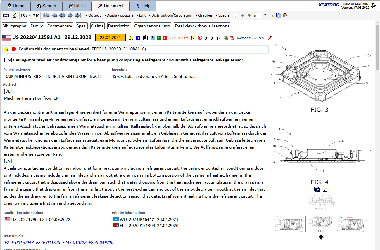 Screenshot XPAT document view